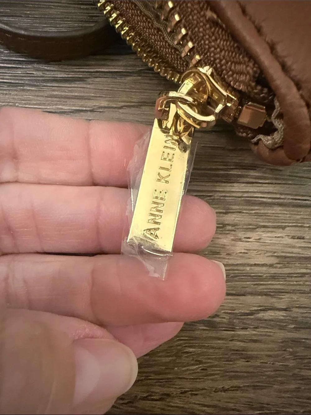 Anne Klein Cognac Vegan Leather Wristlet Clutch